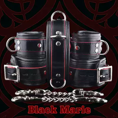 Blackmarie leather suit collars hands and feet ring handcuffs sex supplies passion couple sm