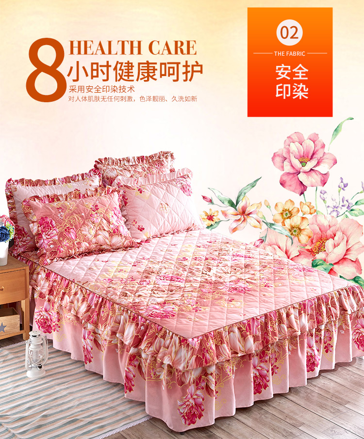 Khăn trải giường bằng vải bông loại đơn giường đơn giản 1,8m Giường trải giường cộng với vải bông bảo vệ che bụi chống trượt dày 2.0 váy giường khách sạn