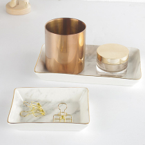 Nordic marble gold edge ceramic jewelry plate European and American tide storage plate home accessories shooting props