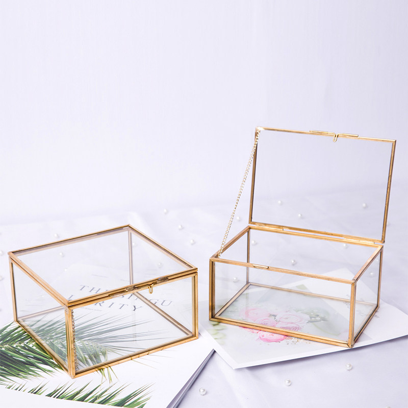 Minimalist retro glass first accessories box Jewelry Hand-decorated Containing box Yongsheng Flower Show Prop Wedding Companion Gift Box