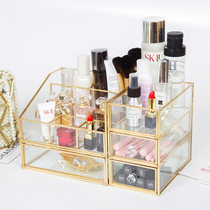 ins dressing table cosmetics storage box European glass household skin care lipstick perfume finishing box rack