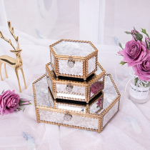 Simple modern six-sided copper-sided mirror glass jewelry box jewelry storage box display box props ornaments