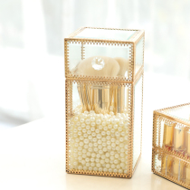 Golden lace glass cosmetic brush barrel makeup brush barrel brush barrel brush storage box bronze edging dust-proof Ash