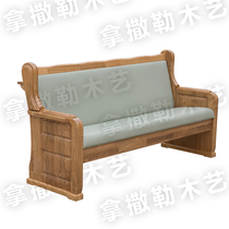 Christian church solid wood bench Church congregation backrest chair Church supplies with leather writing board boutique