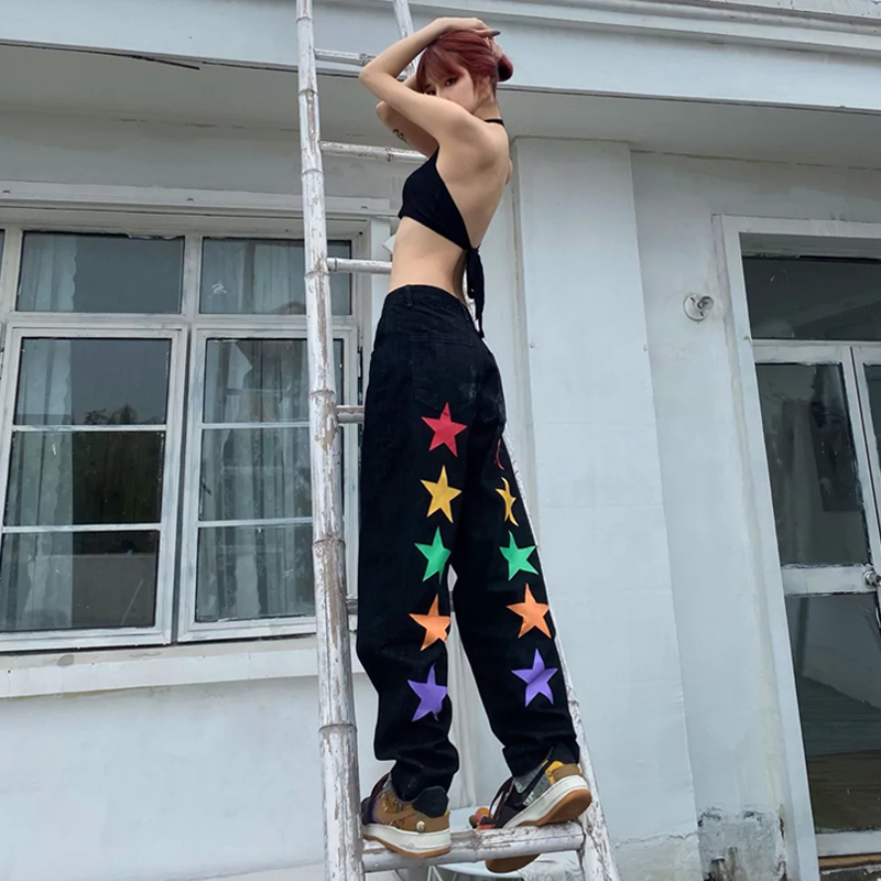 Pentagram Star Jeans Women's Summer 2022 New High Waist Display Slim Pants High Street Ins Tide Design Sensation