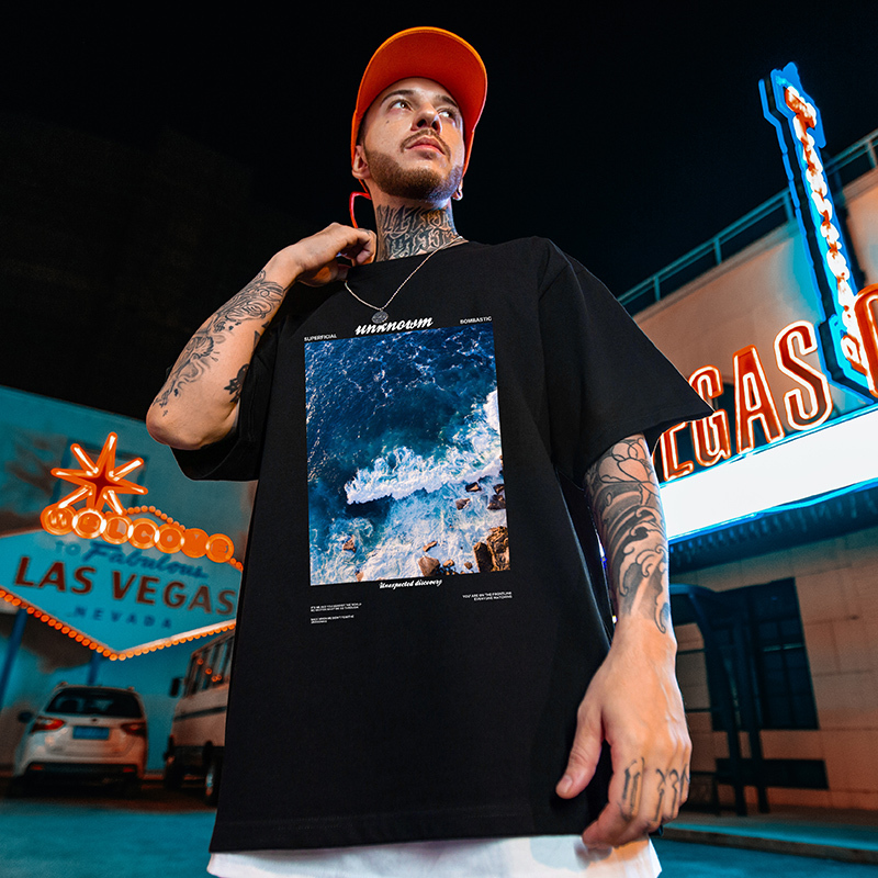 American Retro Style West Coast High Street Short-Sleeve Men's Trendy Loose Oversized Plus-Size Trendy Brand Half-Sleeve T-Shirt