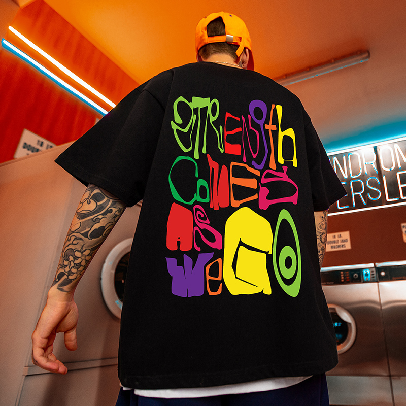 American Retro High Street Hip-Hop Dopamine Short-Sleeve T-Shirt for Men, Trendy Oversized Plus-Size Style Half-Sleeve