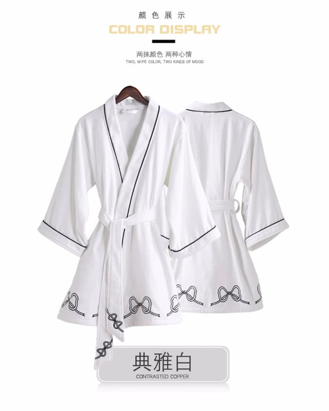 Khách sạn năm sao cotton dài tay áo choàng tắm dài tay áo ngủ mỏng mùa hè áo choàng nữ gợi cảm - Night Robe