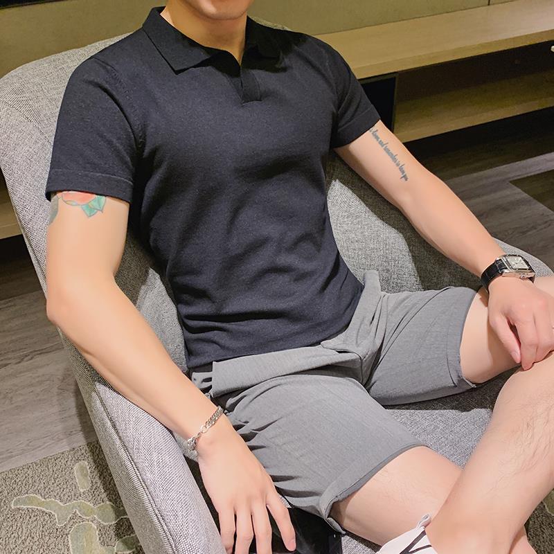 Hong Kong 2022 Tide Cards Pure short sleeves knit POLO Shirt Inslee fashion trendy men turn over T-shirts