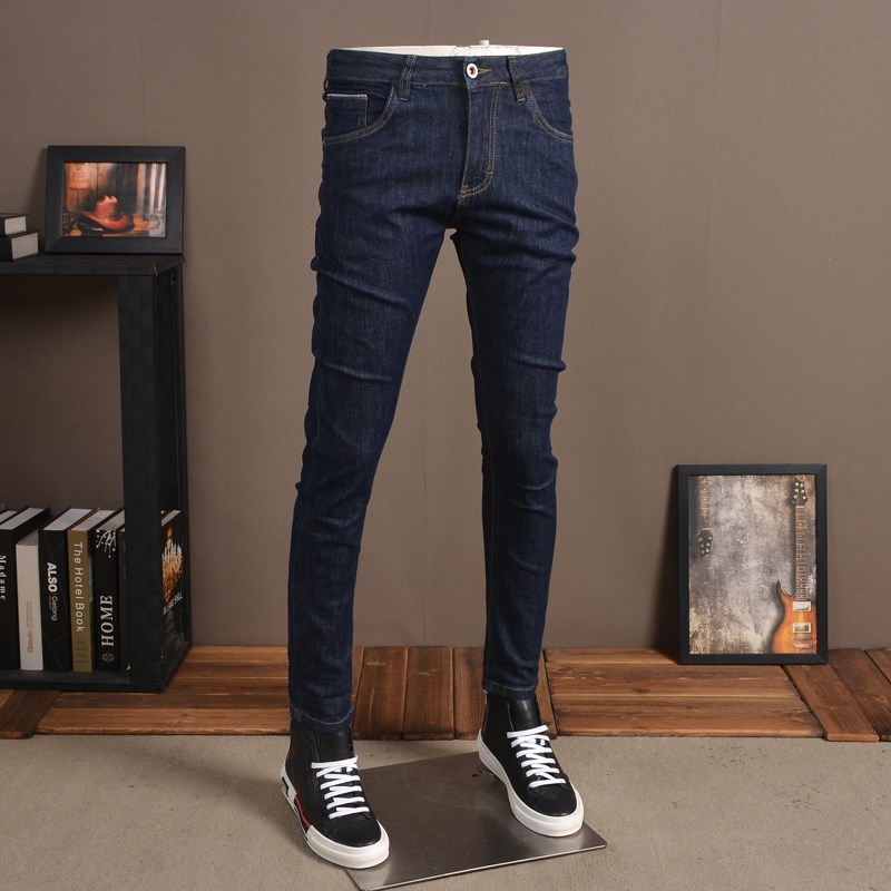 Hong Kong 2022 Tide Cards Color jeans Men's boomers Resilient Body Small Feet Korean version 100 hitch high-end casual long pants