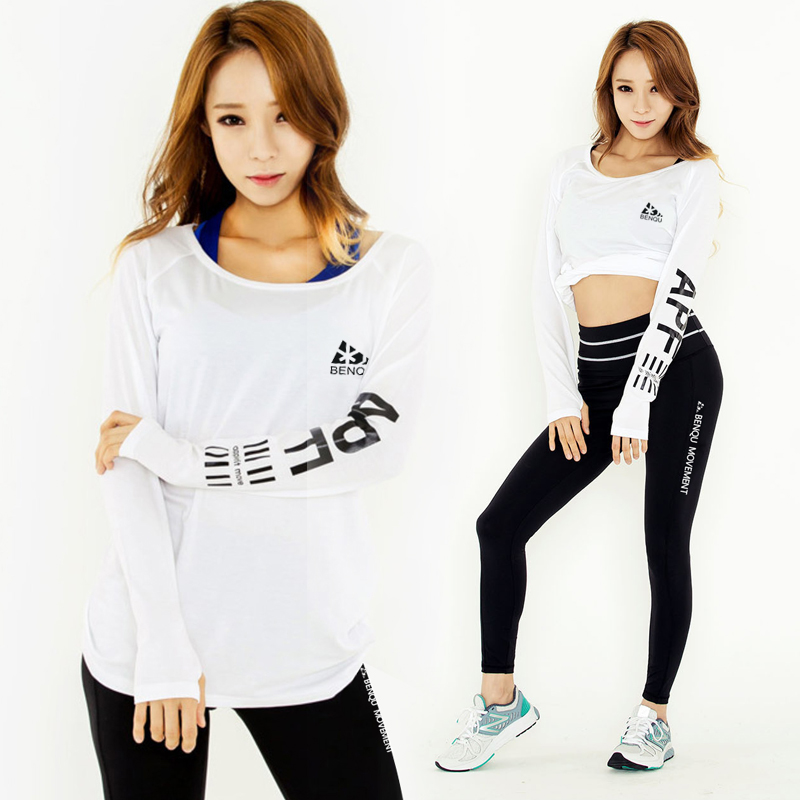 Sports T-shirts girl long sleeve long hide cover summer large running white fitness yoga shirt large T