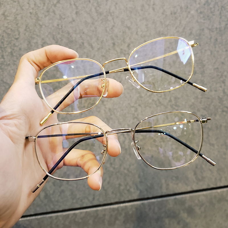 Men and women in the same metal slim frame with nearsightedness Eye frames Retro gold Box with degrees ultra-light art eye frame
