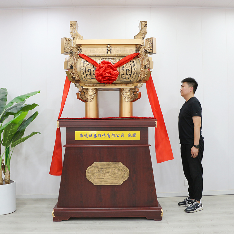 Pure Copper Tripod Floor Ornament, High-End Gift for Company Office, Hotel Anniversary Celebration, Factory Relocation and Opening Ceremony Gift