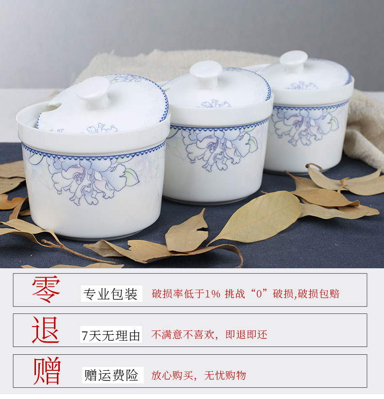 Ceramic flavor suits for Chinese flavor pot seasoning pot seasoning box salt seasoning box of household kitchen three - piece suit