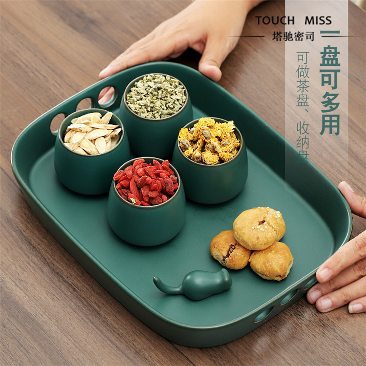 Touch MissDay style coarse pottery tea set ceramic tea tray teapot modern dried fruit pan tea break with little clear new tea suit