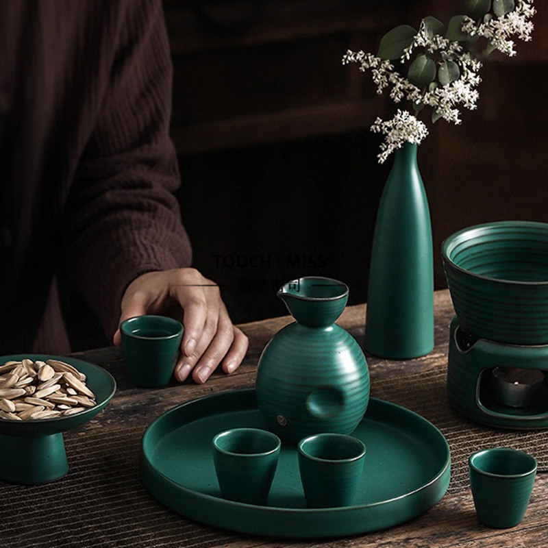 TOUCH MISS Home Candle Heating Warm Wine Kettle Ceramic Small Wine Cup Hot Wine Kettle High-Force Household Tea Set