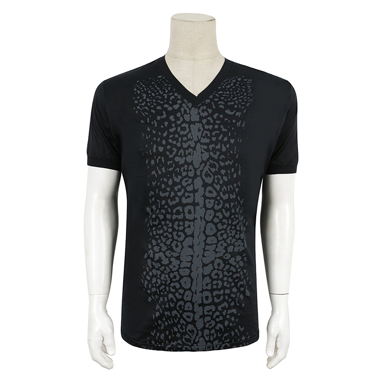Special 480-R main line men's V-neck short-sleeved T-shirt with BAO WEN printed pattern on the chest cotton made in Italy