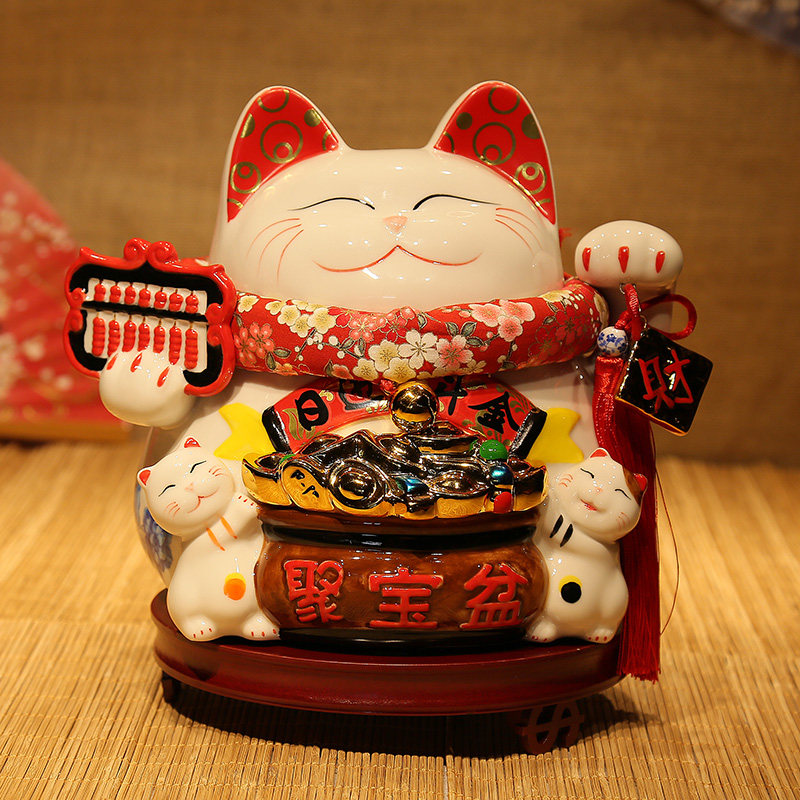 Force Weiwei Merchants Cat Swing Piece of Finance and Cat Big Japan Ceramic Deposit Money Barrel Deposit Money Pot Open Creative Gifts