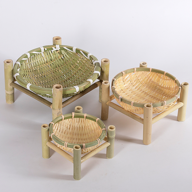Handmade bamboo basket creative fruit basket melon seed basket tea tray snack basket home storage basket
