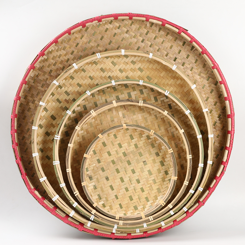 Pure handmade woven eco-friendly bamboo sieves bamboo baskets bamboo plaques without hole bamboo woven dustpan practical bamboo basket farmhouse decoration