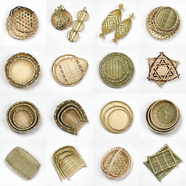 Handmade Storage Basket Tray For Home round Winnowing Fan Bamboo Woven