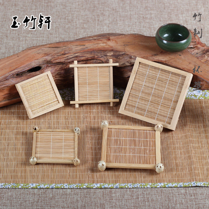 Bamboo Craft Gift Hem Decoration Well Character Cup Mat Bamboo Jug Cushion Tea Cup Mat Cutea Tea Mat Tea Road Zero Accessories