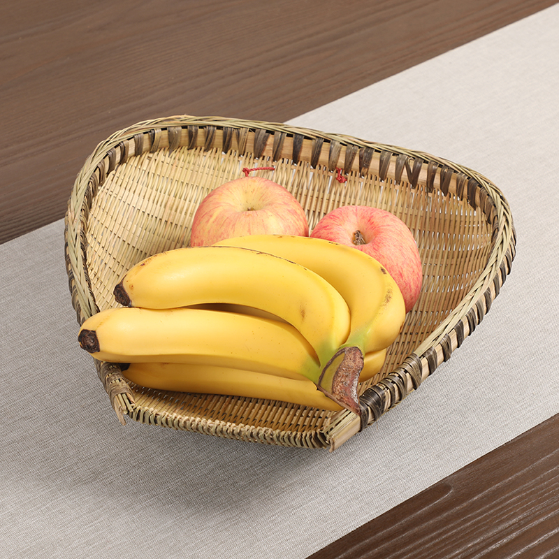 Handmade bamboo dustpan household rice basket steamed buns storage basket washing basket fruit basket bamboo sieve