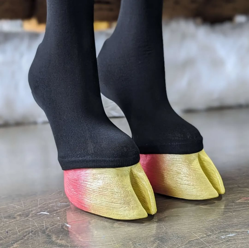 European and American Ultra-High Heel Horseshoe-Style  Cross-Dressing Cos Lace-Up Short Boots with Color-Blocking, Large Size Shoes with Thick Soles