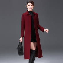 Double sided cashmere coat for women's long 2023 autumn/winter off-season foreign style woolen coat for middle-aged mothers