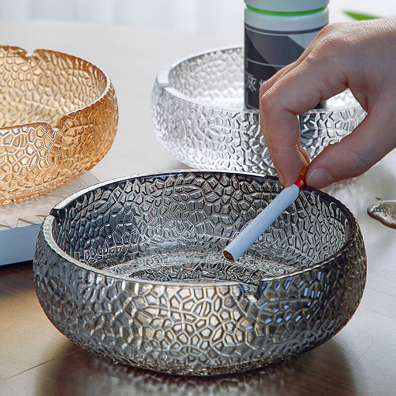 Glass Tobacco Ashtray Big home with lid Fly Ash Living Room Modern Creative Personality Transparent Hammer Strix Crystal Smock