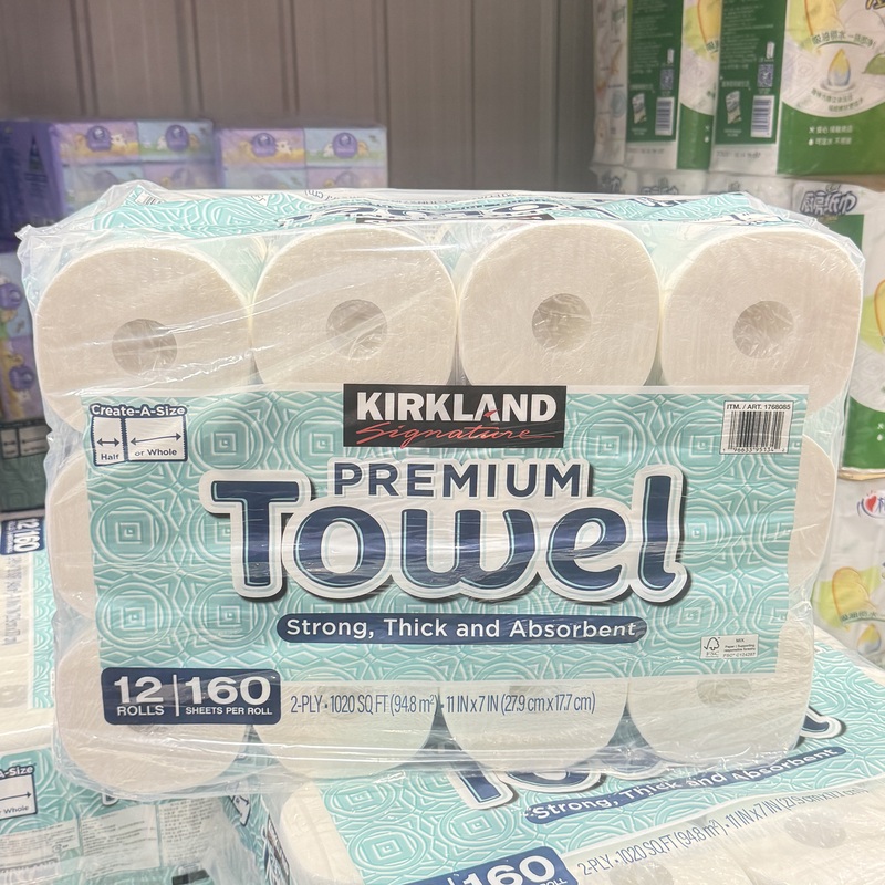 Costco Kirkland Japanese Imported Kitchen Paper Towels Made from Virgin Wood Pulp, Absorbent for Water and Grease, 160 Sheets * 12 Rolls Costco Kirkland Japanese Imported Kitchen Paper Towels Made from Virgin Wood Pulp, Absorbent for Water and Grease, 160 Sheets * 12 Rolls