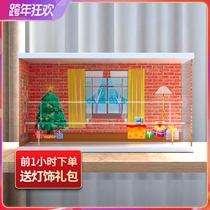 Hand-held Collection creative theme scene POPMART bubble Matt MOLLY Christmas version Display Box storage box cover
