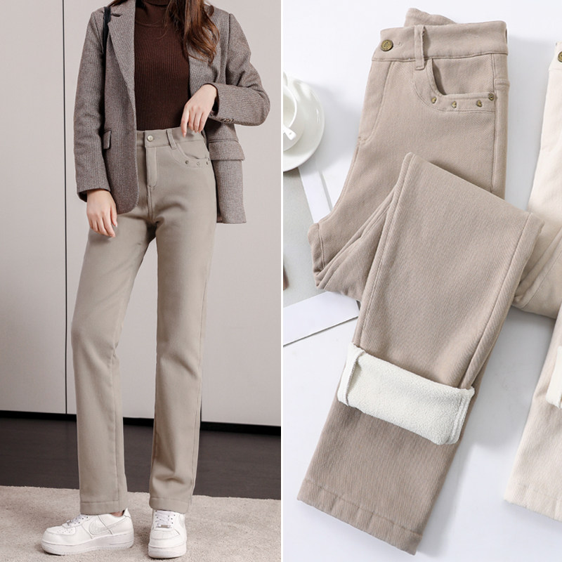 Jeans women's 2022 spring and autumn new style thin and versatile high-waisted straight casual light-colored loose cigarette pipe long pants
