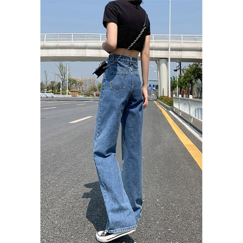 mularsa jeans women's 2021 autumn and winter new high-waisted slim all-match straight loose drape wide-leg pants
