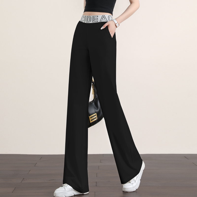Casual Pants Woman 2022 Summer new letter tightness High waist display slim loose Feeling Straight Drum Mopping Wide Leg Pants