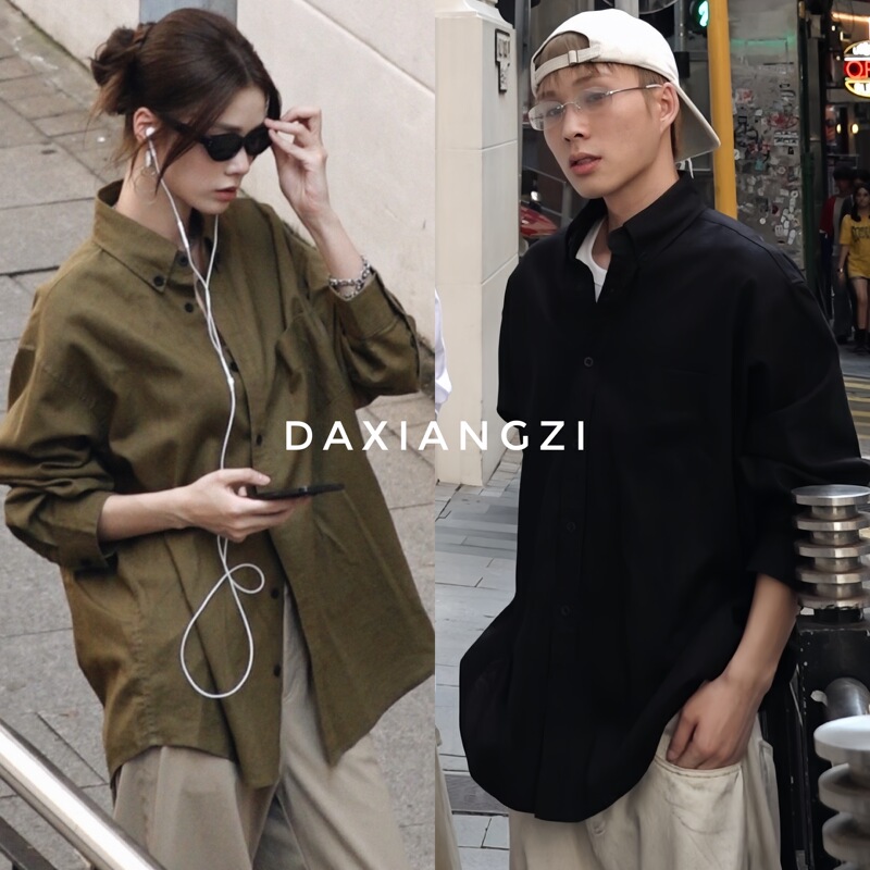 Dachina'Good Shirt' Ramie Autumn/Winter Loose Fit High-End Style ins Shirt for Couples, Men and Women