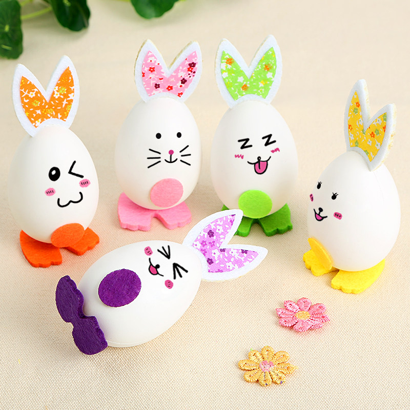 Easter bunny egg simulation egg shell kindergarten children handmade diy graffiti creative material package toys