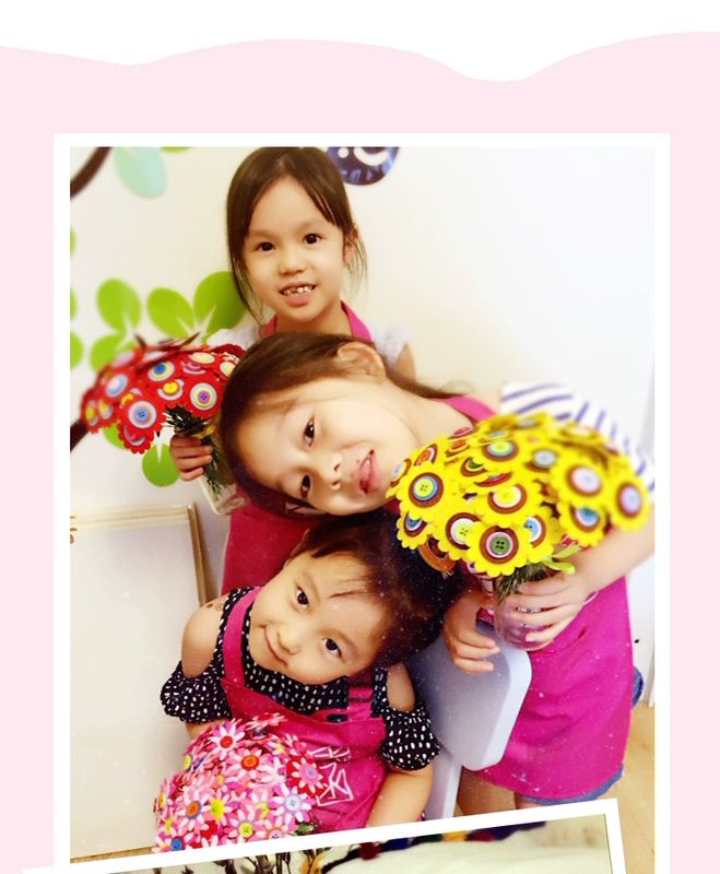 Nút gỗ màu trẻ em handmade tự làm nút trang trí vật liệu sơn mẫu giáo mẫu giáo sáng tạo sản xuất dán đồ chơi thông minh cho bé