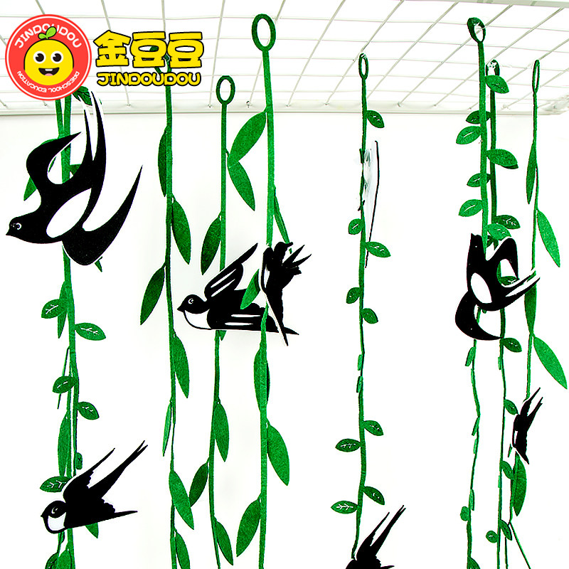 Kindergarten corridor classroom ornaments swallow wicker aerial ornaments children's creative scene layout diy decorations