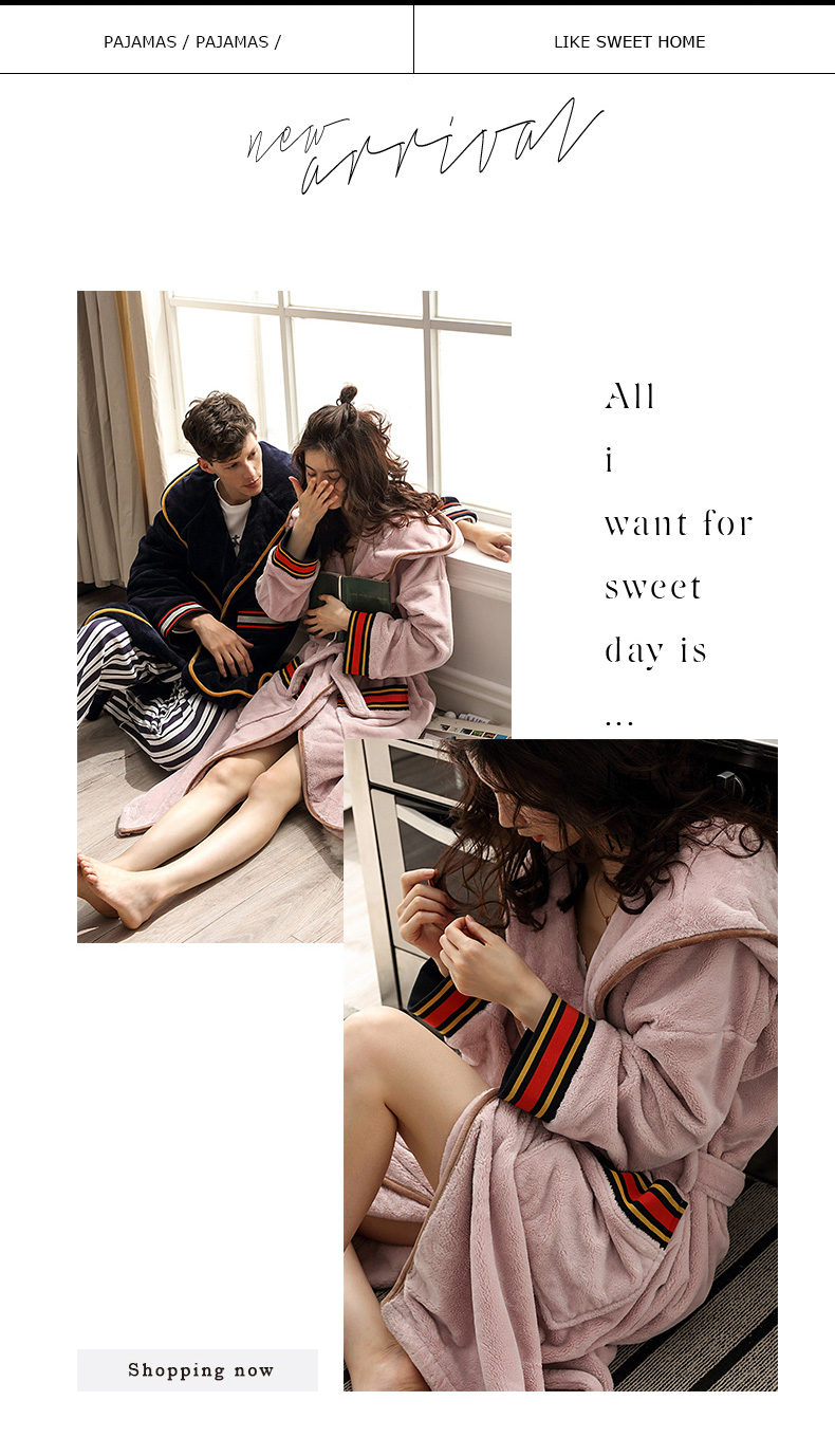 Man mùa đông san hô lông cừu vài bộ đồ ngủ nữ trùm đầu gợi cảm áo ngủ dày flannel ấm áo choàng tắm nam mùa đông - Night Robe đồ ngủ sexy mới nhất 2021