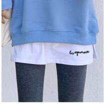 Big code sweatshirt laminated wearing bottom-length lengthened theorizer small subfalse white t-shirt with lower skirt hem anti-walking light fart curtain