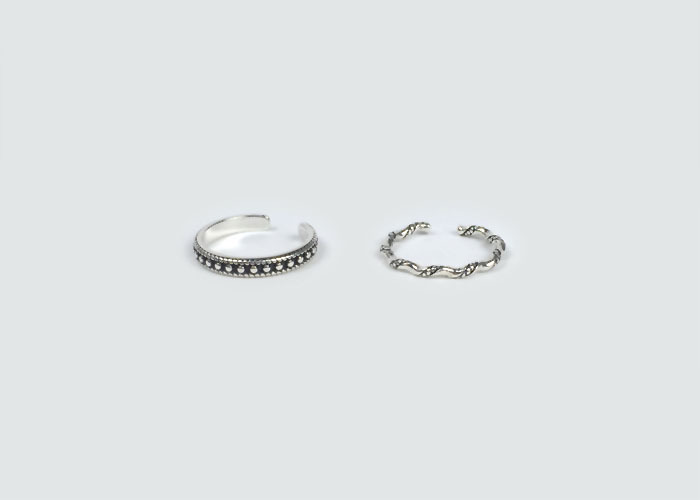 Hàn Quốc 925 sterling bạc nhẫn nhẫn nhẫn đuôi kết hợp thiết lập chuỗi retro cũ mở nhẫn nữ nhẫn kim tiền pnj