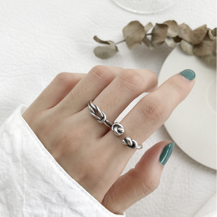 Nhật Bản và Hàn Quốc sterling bạc nhẫn mở vòng dày nút thắt nút ngón tay nhẫn nhẫn retro cá tính đôi nam nữ nhẫn calvin klein