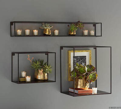 Wall-mounted wrought iron wall rack retro minimalist living room bedroom background wall creative display rack decoration