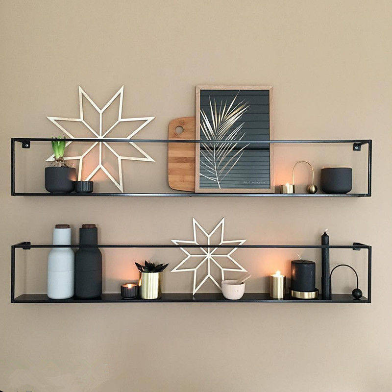 Wrought iron wall shelf free punching wall hanging living room bedroom dining room TV background wall Nordic hanging wall decoration
