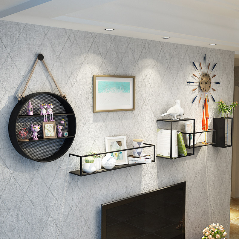 Wall shelf free of stiletto iron art wall-mounted Nordic minimalist modern living room sofa TV background wall decoration