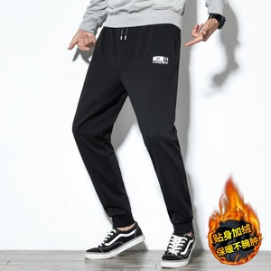 男士韩版加绒加厚港风宽松百搭休闲长裤子