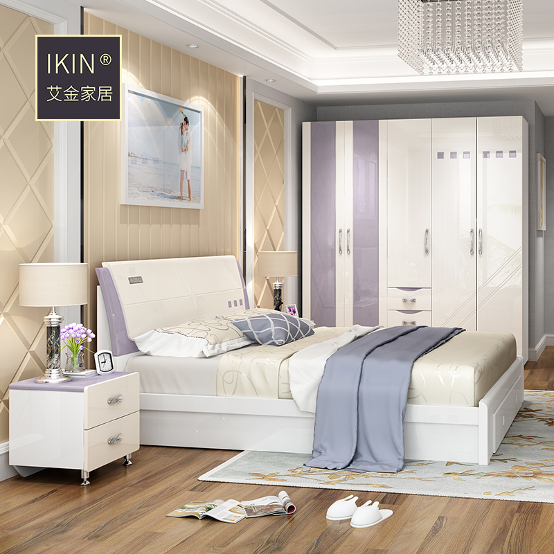 Bedroom furniture combination modern simple bed wardrobe dressing table furniture set combination bedroom five or six pieces