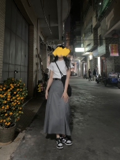 Юбка 大码灰色西装半身裙显瘦遮跨百褶a字裙女新款学院风胖mm黑色裙子