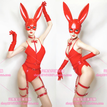 Christmas New Years Day Night Bar dj stage ds rabbit ear mask sexy red GOGO bunny girl costume